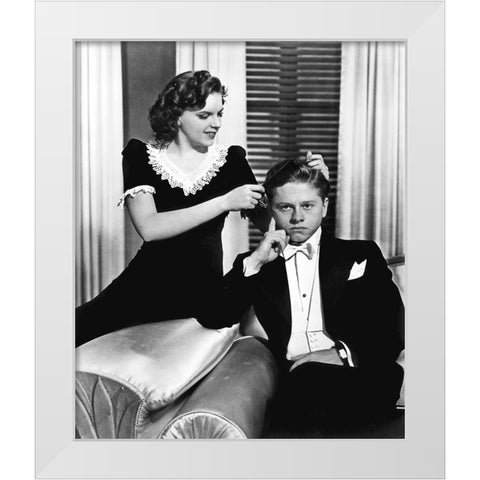 Mickey Rooney with Judy Garland White Modern Wood Framed Art Print by Hollywood Photo Archive