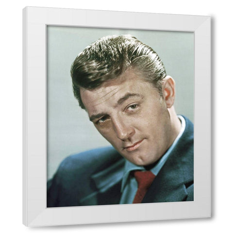 Robert Mitchum White Modern Wood Framed Art Print by Hollywood Photo Archive