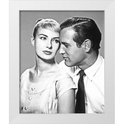 Paul Newman White Modern Wood Framed Art Print by Hollywood Photo Archive