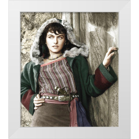 Paulette Goddard  - North West Mounted Police White Modern Wood Framed Art Print by Hollywood Photo Archive