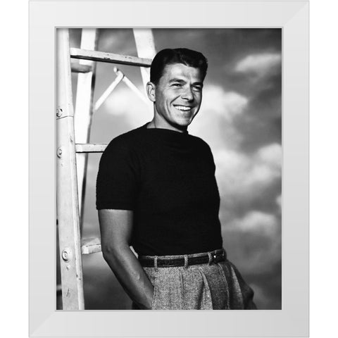 Ronald Reagan White Modern Wood Framed Art Print by Hollywood Photo Archive