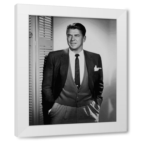 Ronald Reagan White Modern Wood Framed Art Print by Hollywood Photo Archive