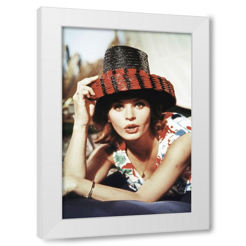 Senta Berger White Modern Wood Framed Art Print by Hollywood Photo Archive