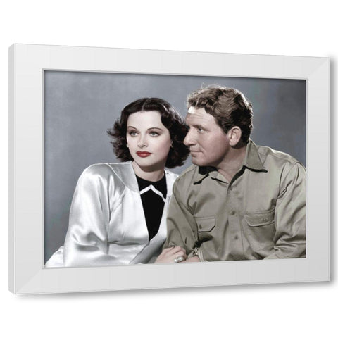 Spencer Tracy with Hedy Lamarr - Boom Town White Modern Wood Framed Art Print by Hollywood Photo Archive