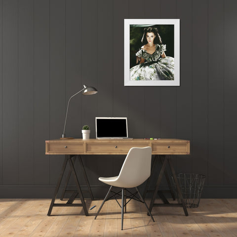 Vivien Leigh - Gone With The Wind White Modern Wood Framed Art Print by Hollywood Photo Archive