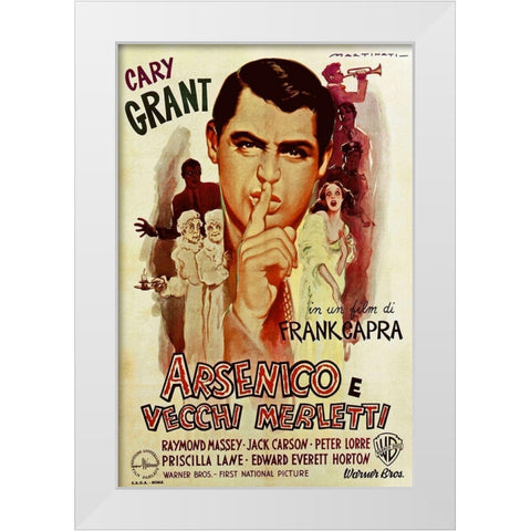 Italian - Arsenic and Old Lace - Cary Grant White Modern Wood Framed Art Print by Hollywood Photo Archive