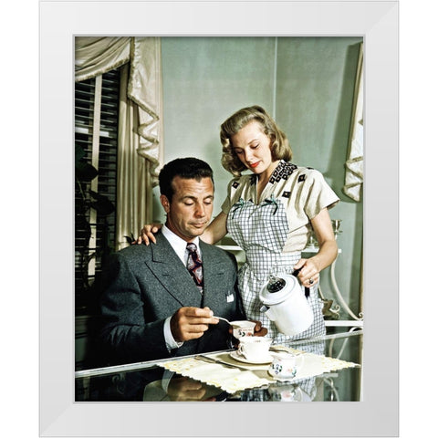 Dick Powell and June Allyson White Modern Wood Framed Art Print by Hollywood Photo Archive