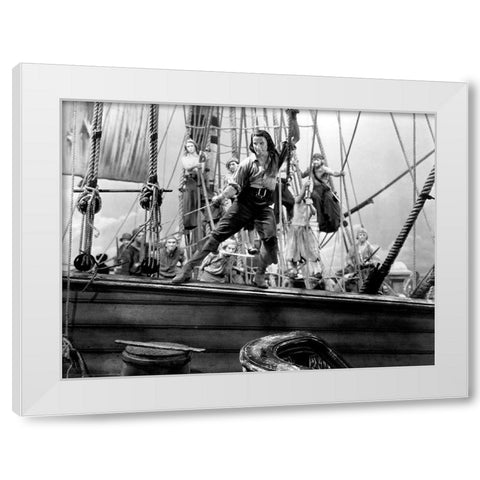 Errol Flynn - Captain Blood White Modern Wood Framed Art Print by Hollywood Photo Archive