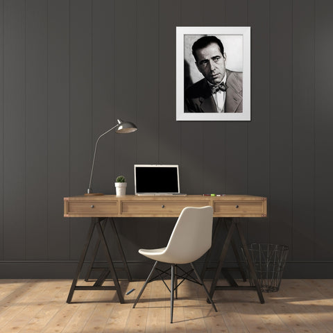 Humphrey Bogart White Modern Wood Framed Art Print by Hollywood Photo Archive