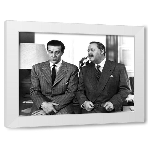 Charles Laughton - The Big Clock White Modern Wood Framed Art Print by Hollywood Photo Archive