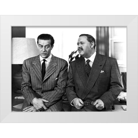 Charles Laughton - The Big Clock White Modern Wood Framed Art Print by Hollywood Photo Archive