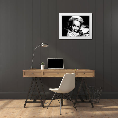 Marlene Dietrich White Modern Wood Framed Art Print by Hollywood Photo Archive