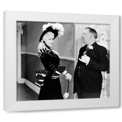 My Little Chickadee - Mae West with WC Fields White Modern Wood Framed Art Print by Hollywood Photo Archive