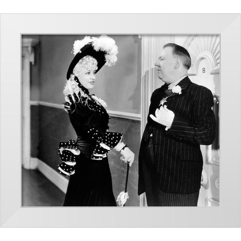 My Little Chickadee - Mae West with WC Fields White Modern Wood Framed Art Print by Hollywood Photo Archive