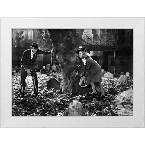 Cary Grant - Arsenic and Old Lace White Modern Wood Framed Art Print by Hollywood Photo Archive
