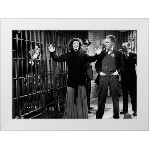 Cary Grant - Bringing Up Baby White Modern Wood Framed Art Print by Hollywood Photo Archive