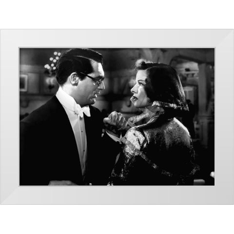 Cary Grant - Bringing Up Baby White Modern Wood Framed Art Print by Hollywood Photo Archive