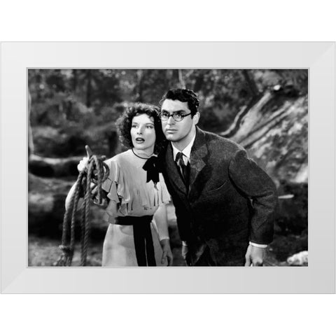 Cary Grant - Bringing Up Baby White Modern Wood Framed Art Print by Hollywood Photo Archive