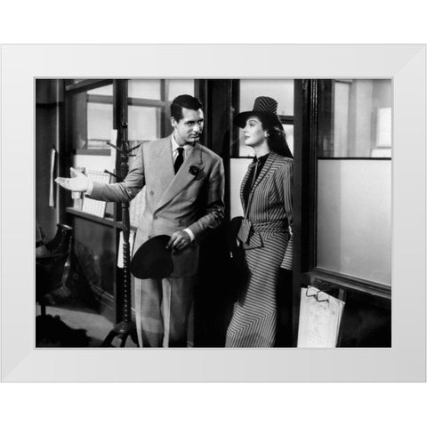 Cary Grant - His Girl Friday White Modern Wood Framed Art Print by Hollywood Photo Archive