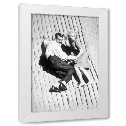 Cary Grant - North By Northwest White Modern Wood Framed Art Print by Hollywood Photo Archive