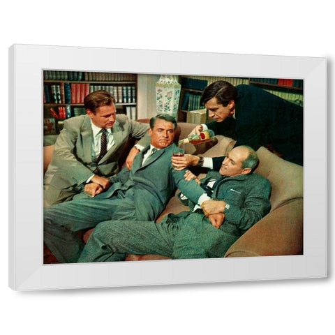 Cary Grant - North By Northwest White Modern Wood Framed Art Print by Hollywood Photo Archive
