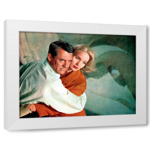 Cary Grant - North By Northwest White Modern Wood Framed Art Print by Hollywood Photo Archive