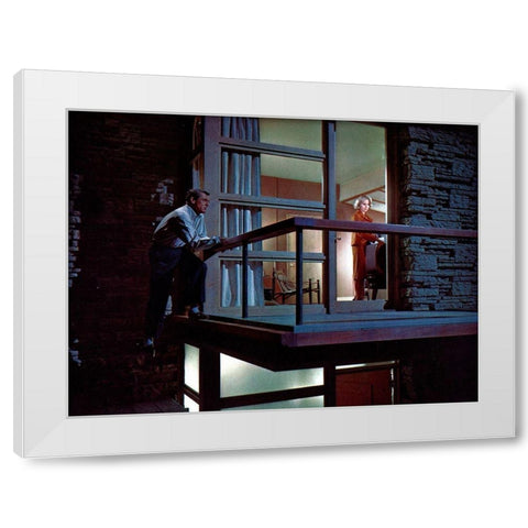 Cary Grant - North By Northwest White Modern Wood Framed Art Print by Hollywood Photo Archive