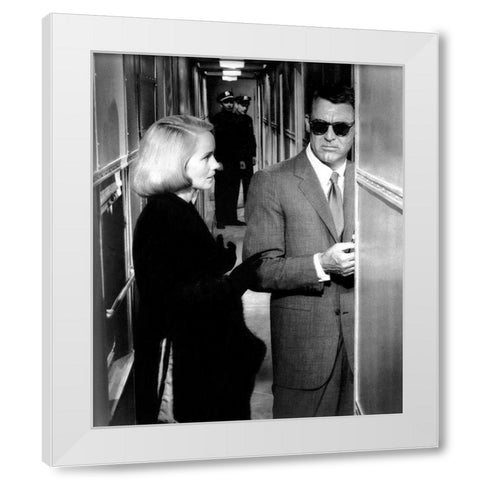 Cary Grant - North By Northwest White Modern Wood Framed Art Print by Hollywood Photo Archive