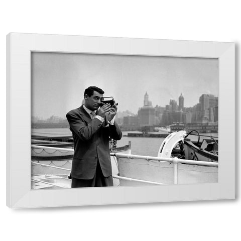 Cary Grant White Modern Wood Framed Art Print by Hollywood Photo Archive