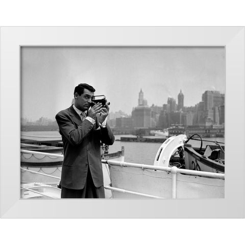 Cary Grant White Modern Wood Framed Art Print by Hollywood Photo Archive
