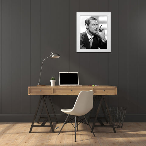 Cary Grant White Modern Wood Framed Art Print by Hollywood Photo Archive