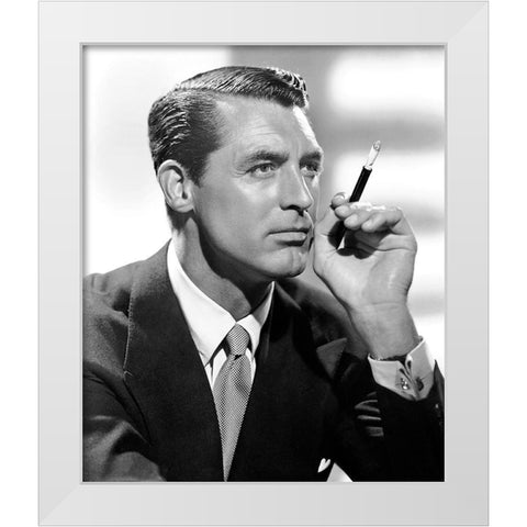 Cary Grant White Modern Wood Framed Art Print by Hollywood Photo Archive