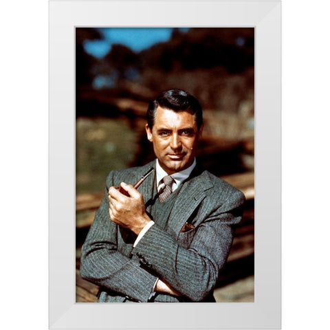 Cary Grant White Modern Wood Framed Art Print by Hollywood Photo Archive