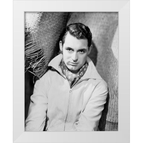 Cary Grant - In Paris White Modern Wood Framed Art Print by Hollywood Photo Archive