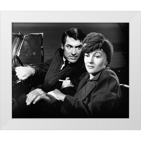 Cary Grant - Suspicion White Modern Wood Framed Art Print by Hollywood Photo Archive
