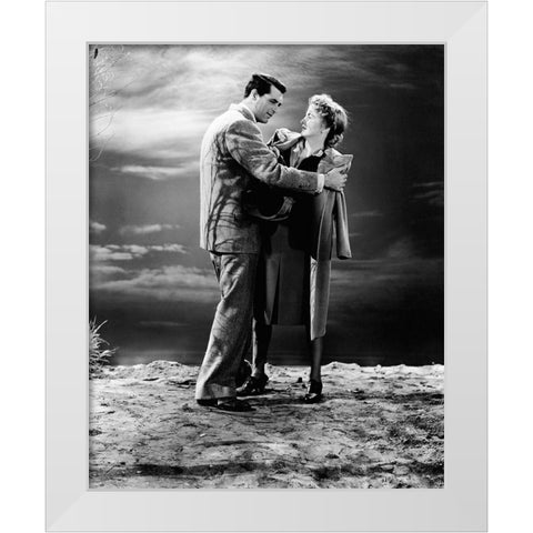 Cary Grant - Suspicion White Modern Wood Framed Art Print by Hollywood Photo Archive