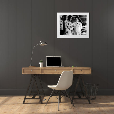 Cary Grant with Charles Laughton - The Devil and Deep White Modern Wood Framed Art Print by Hollywood Photo Archive