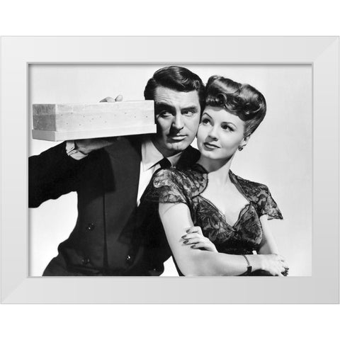 Cary Grant with Janet Blair White Modern Wood Framed Art Print by Hollywood Photo Archive