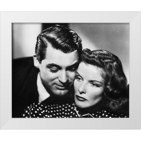 Cary Grant with Katherine Hepburn - Bringing Up Baby White Modern Wood Framed Art Print by Hollywood Photo Archive