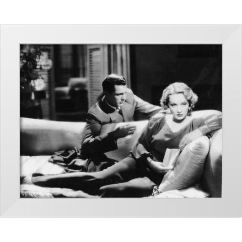 Cary Grant with Marlene Dietrich - Blonde Venus White Modern Wood Framed Art Print by Hollywood Photo Archive