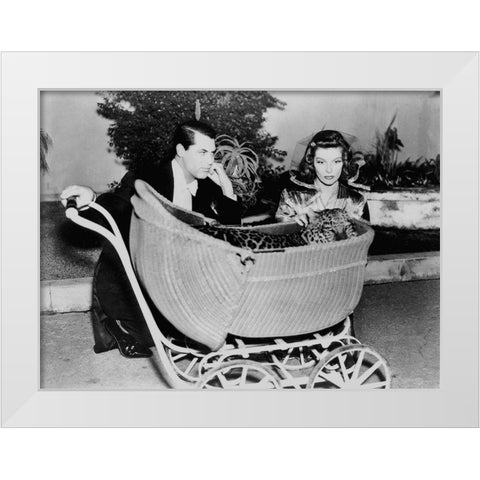 Cary Grant - Bringing Up Baby White Modern Wood Framed Art Print by Hollywood Photo Archive