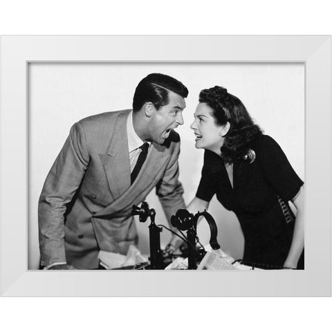 Cary Grant - His Girl Friday White Modern Wood Framed Art Print by Hollywood Photo Archive