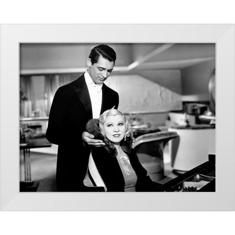 Cary Grant with Mae West - Im No Angel White Modern Wood Framed Art Print by Hollywood Photo Archive