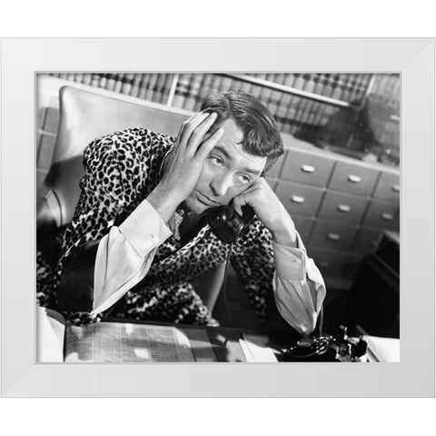 Cary Grant - My Favorite Wife White Modern Wood Framed Art Print by Hollywood Photo Archive