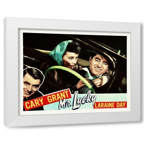 Mr. Lucky - Lobby Card White Modern Wood Framed Art Print by Hollywood Photo Archive