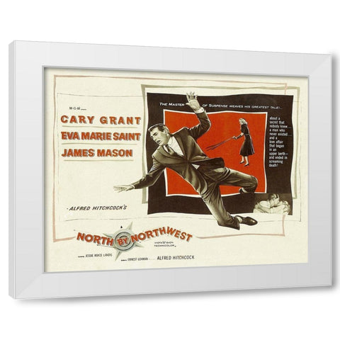 North by Northwest - Lobby Card White Modern Wood Framed Art Print by Hollywood Photo Archive
