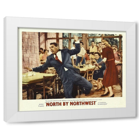North by Northwest - Lobby Card White Modern Wood Framed Art Print by Hollywood Photo Archive