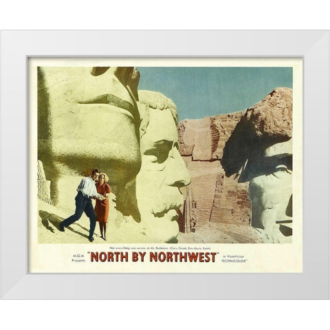 North by Northwest - Lobby Card White Modern Wood Framed Art Print by Hollywood Photo Archive