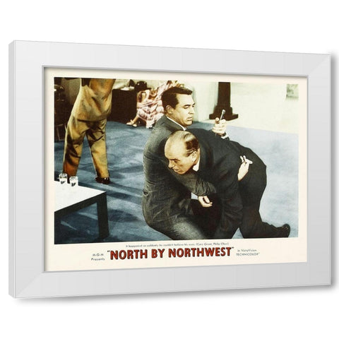North by Northwest - Lobby Card White Modern Wood Framed Art Print by Hollywood Photo Archive