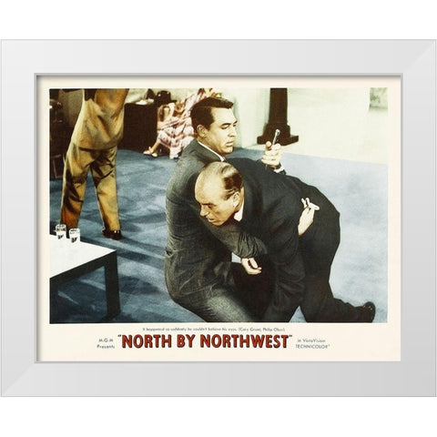 North by Northwest - Lobby Card White Modern Wood Framed Art Print by Hollywood Photo Archive
